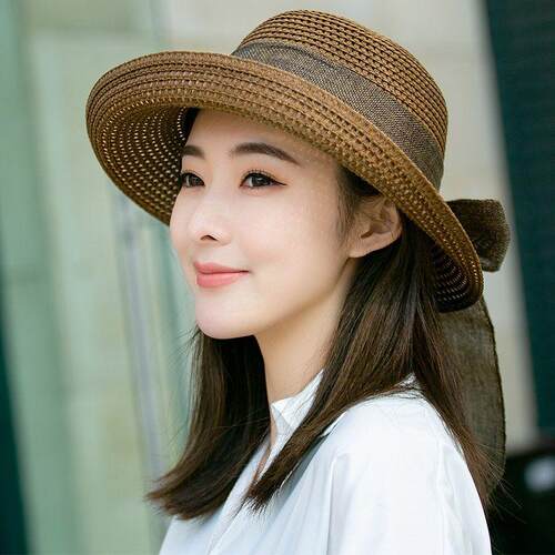 女草编帽子春夏季沙滩遮阳防晒帽