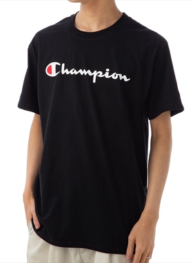 Champion GT23H草写大字母印花 宽松纯棉薄 男女情侣 短袖T恤TEE