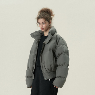 潮高级 男女加厚加棉面包服秋冬美式 11E 肯豆风美拉德立领围脖短款