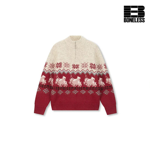 【自由之岛】BONELESS费尔岛半开拉链套头毛衣