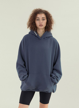 11E 廓形重磅冬款加绒加厚连帽卫衣男女高街美式潮牌宽松保暖外套