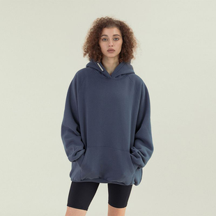 潮牌宽松保暖外套 加绒加厚连帽卫衣男女高街美式 11E 廓形重磅冬款