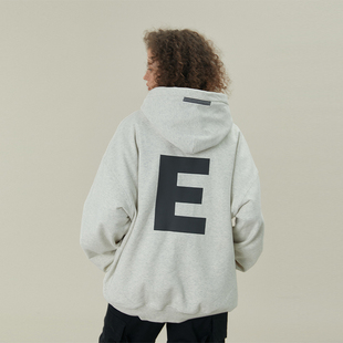 复古男女背后印花字母logo连帽卫衣外套帽衫 秋冬重磅美式 11E