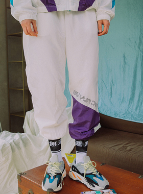 FLAM 3M反光条复古运动男女宽松校裤街头嘻哈潮牌束脚裤BF休闲裤