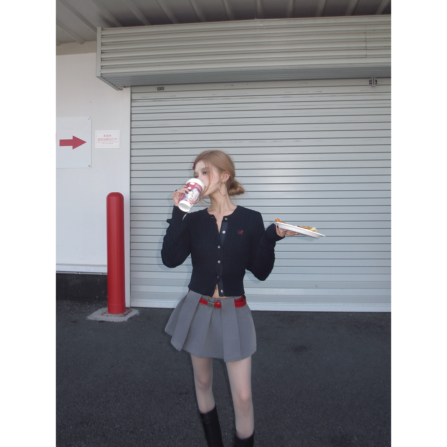 CAFE ROSE 高级感绞花长袖针织开衫女秋冬新款氛围感穿搭毛衣外套