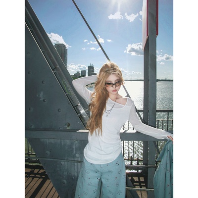 CAFE ROSE设计感长袖打底衫女秋冬新款显瘦内搭T恤休闲百搭上衣潮