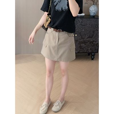 仓美美女装-设计款腰带A字工装短裙有内衬（卡码推荐拍大！）