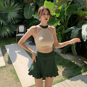 泳衣2024新款女夏分体裙式平角保守遮肚显瘦学生小胸聚拢温泉泳衣