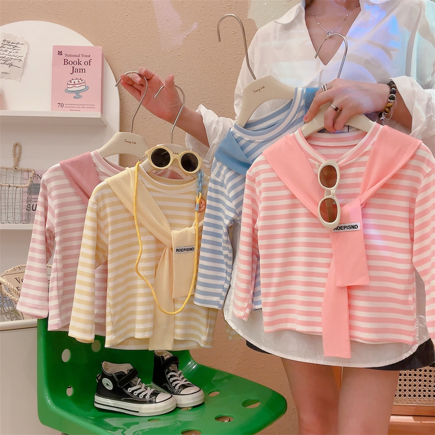 中大童T恤春秋季2025新款儿童学院风条纹假两件披肩百搭长袖上衣,童装/婴儿装/亲子装,T恤,淘宝优惠券,粉丝福利购,淘宝优惠卷