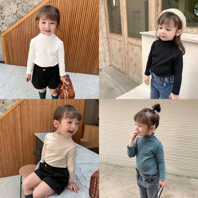 高领韩版长袖木耳边打底衫