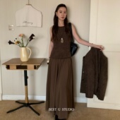 TCCW小香风拼接雪纺无袖 U百搭显瘦两穿长裙 Best 连衣裙女秋季 新款