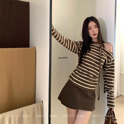 设计感秋冬条纹修身显瘦针织衫