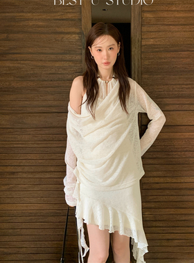 TCCW气质不规则荷叶边半身裙女夏季新款Best U小众设计感显瘦短裙