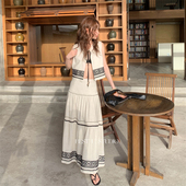 Best TCCW波嬉风刺绣半身裙女夏季 新款 U气质小众蛋糕裙设计感长裙