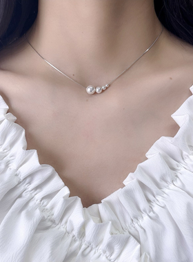 【小众设计】S925纯银珍珠项链女轻奢高级感锁骨链颈链配饰