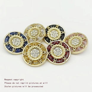 高级感小香风银线织带包边金色装饰扣子毛衣针织衫粗花呢外套纽扣