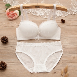 日系无钢圈内衣内裤上薄下厚聚拢上托性感学生少女文胸套装奶胸罩