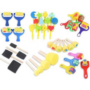 儿童手指画刷海绵滚轮颜料刷幼儿园手指画涂鸦工具绘画印章海绵刷