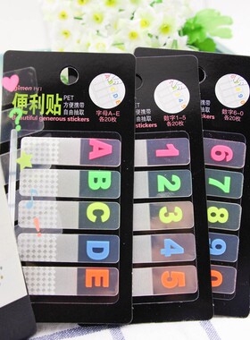 n次贴荧光色字母符号透明标签