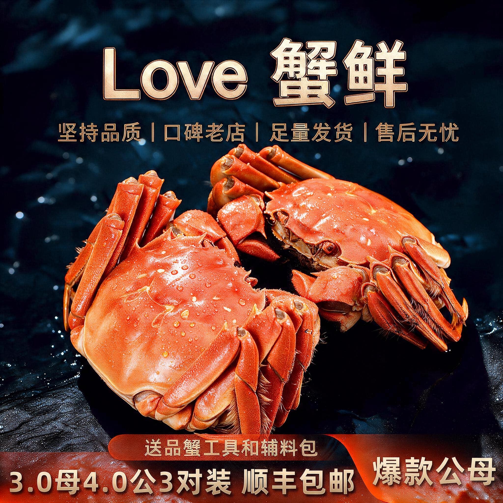 现货6只大闸蟹母3两公4两