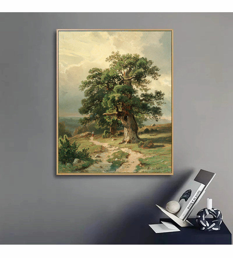 世界名画 俄罗斯希施金 橡树 风景油画喷绘卧室客厅餐厅挂画墙画