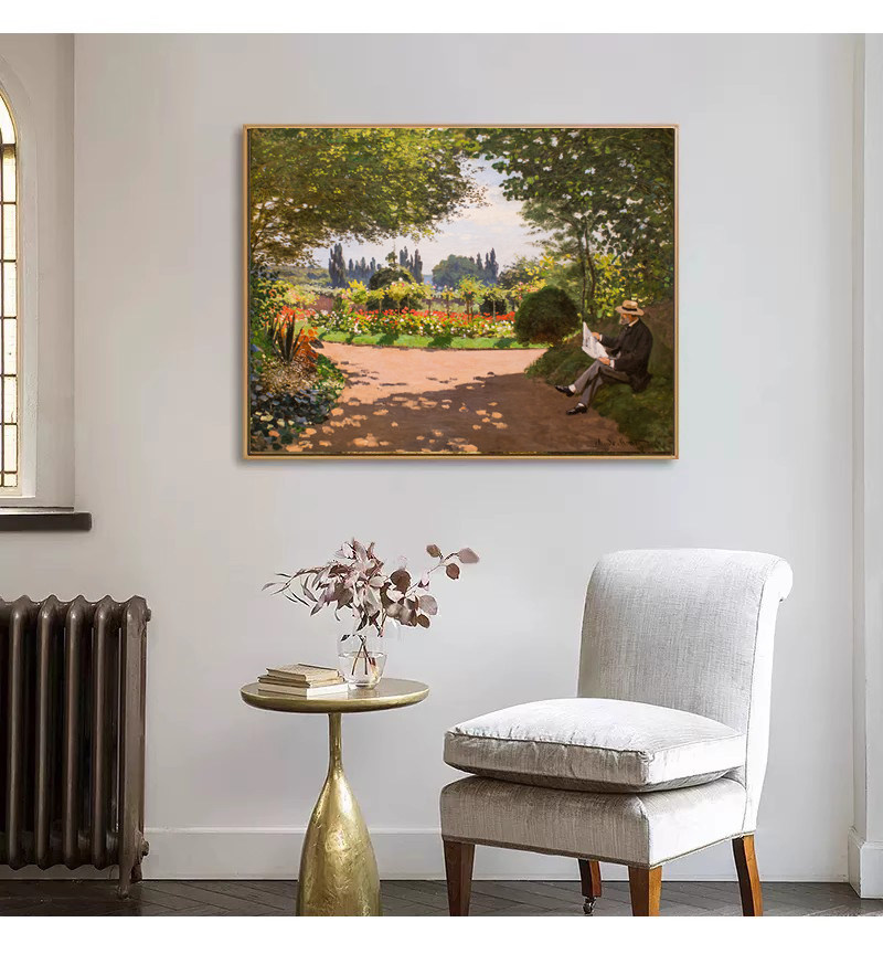 世界名画印象派莫奈海边风景花园景油画喷绘卧室客厅餐厅挂画墙画