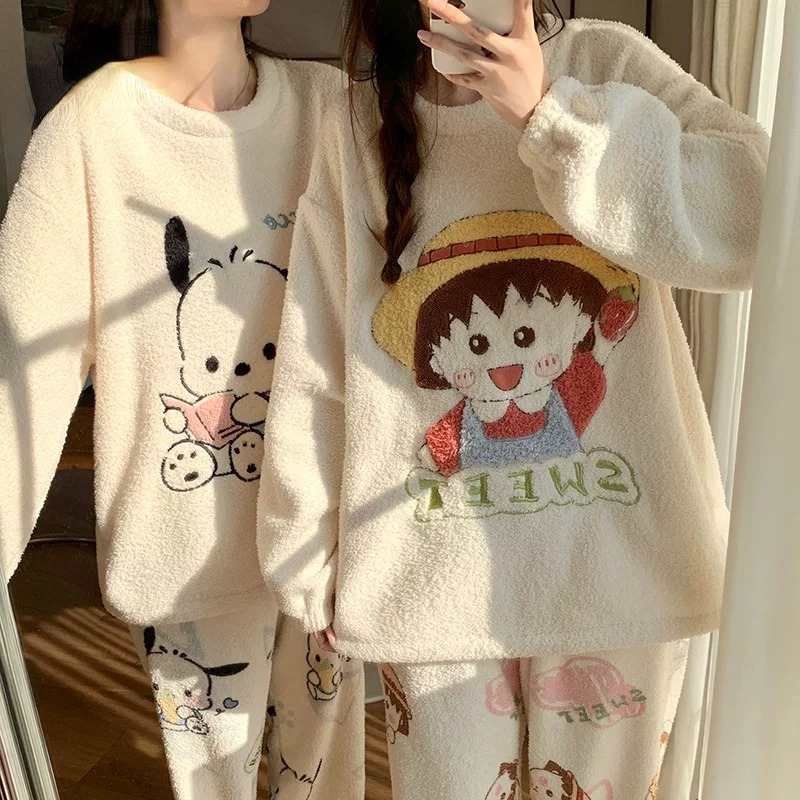 秋冬珊瑚绒加厚保暖女睡衣套装