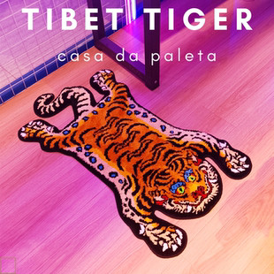 客厅卧室异形地垫床边毯多彩龙挂毯 Tufting西藏镇宅虎毯老虎地毯