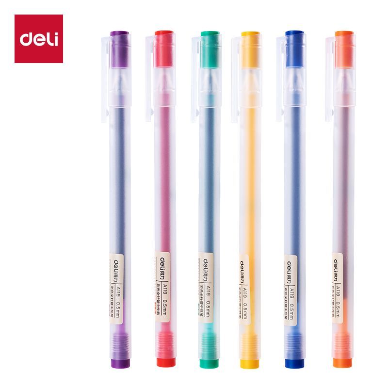 得力彩色中性笔ins高颜值学生签字笔0.5mm划分标记多色手帐中性笔