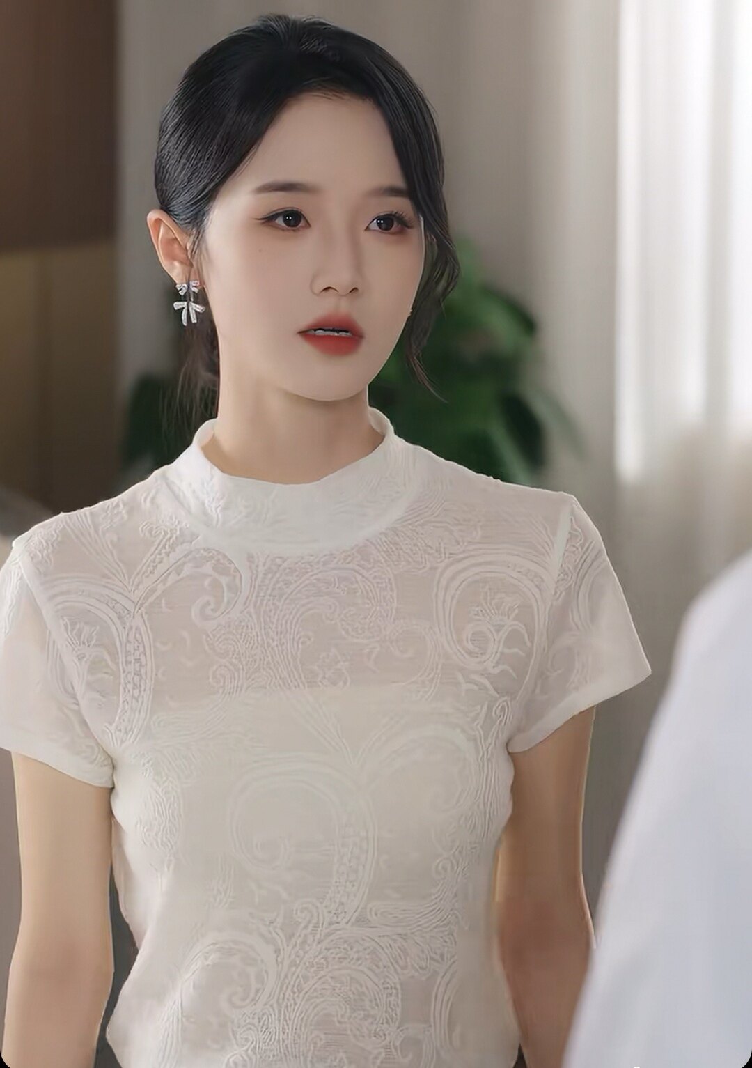 不候过期离婚苏晚同款新中式半高领透视短袖T恤女2026新款图片