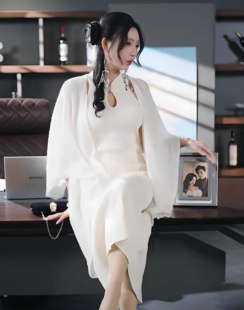 短剧你是我的情非得已诗琳同款披肩开衫针织连衣裙两件套2025新款