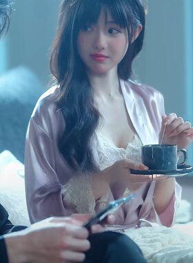 短剧夜色微光容嫣同款紫色蕾丝拼接睡衣睡裙家居服套装2025新款