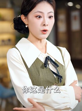 她说香思无声明葭同款长袖衬衫+芥末绿背心裙两件套女装
