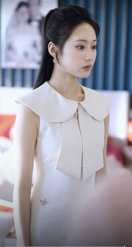 短剧烈焰新娘沈晚宁同款纯色娃娃领无袖连衣裙2025夏季新款