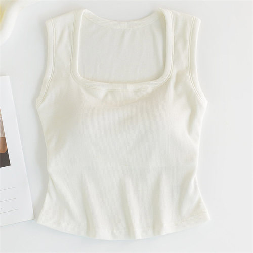 Women's Summer Racerback Tank Top with Chest Pads, Strip