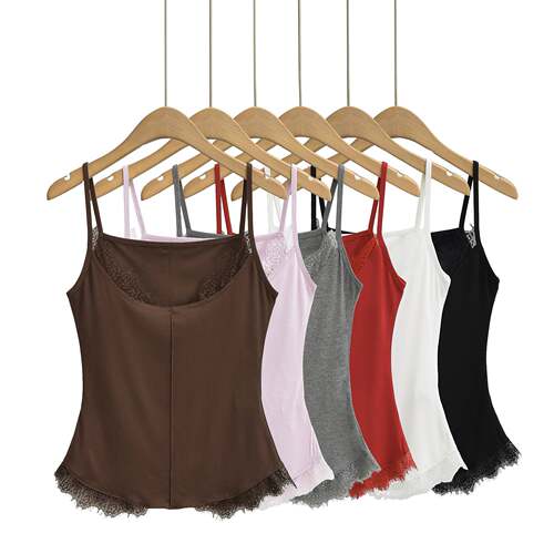 Women Lace Trim Cami Pure Desire Slim Tank Top
