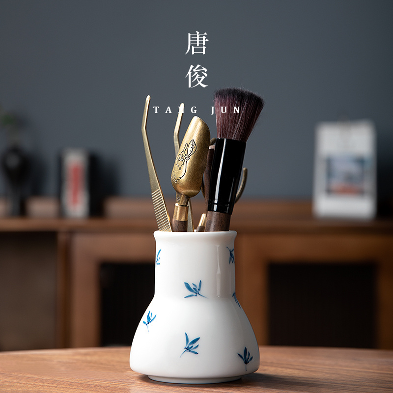 茶道六君子景德镇手绘花插茶具配件泡茶工具茶艺茶刀茶夹镊子茶勺