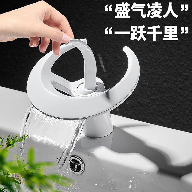 个性美式铜冷热洗脸面盆水龙头卫生间浴室台下盆酒店瀑布龙头包邮