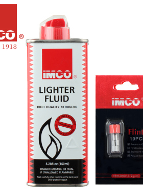 imco打火机煤油 专用油爱酷火机煤油通用燃油火石棉芯配件套装