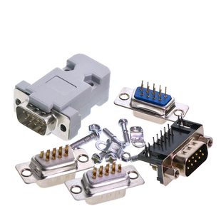 DB9母头公头RS232插座9针芯串口接头接口焊板焊线式金属外壳DR9