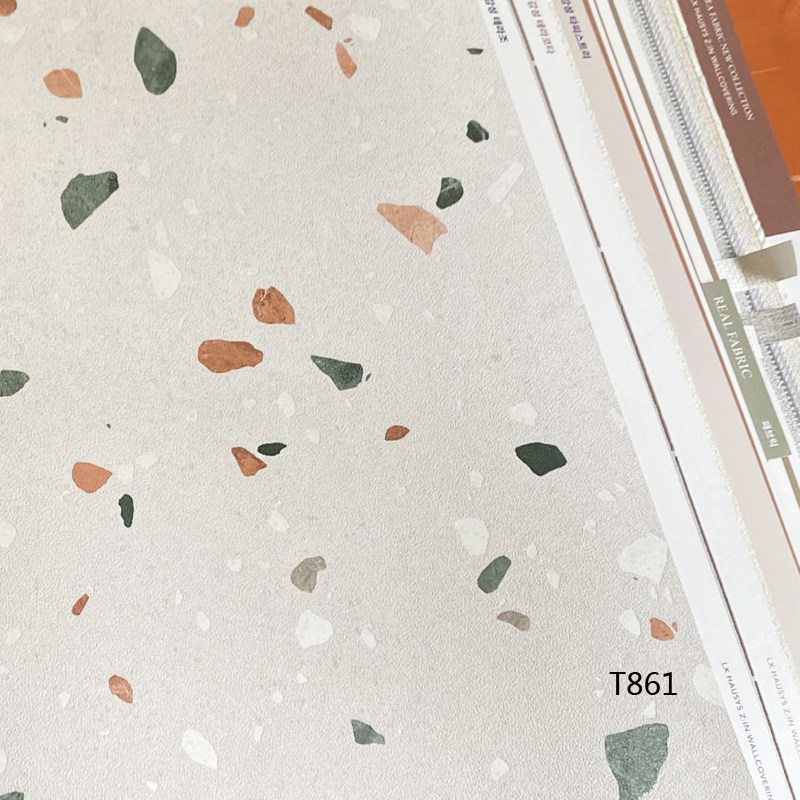 韩国LG防水可擦墙壁纸装饰简约时尚 小石头花纹女生卧室背景墙