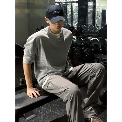 假两件cityboy日系设计卫衣男款春秋潮牌宽松长袖运动上衣内搭T恤