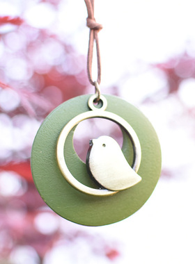 复古绒绳配饰民族风 韩版木质小鸟吊坠长项链 毛衣链