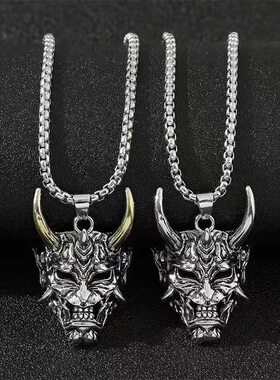 金角银角般若项链鬼怪面具鬼武士项链恶魔恐怖帅气面具霸气项链男