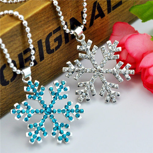 冰雪 可爱 女王 皇冠 雪花 项链 儿童 学生 生日吊坠水晶项链奇缘