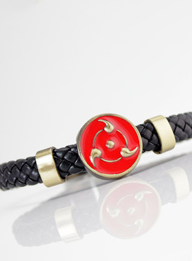 动漫 三勾玉写眼轮手链忍者漩涡鸣人  晓组织编织绳合金手饰