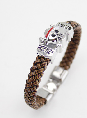 外贸产品男士ebay皮绳海盗 路飞手镯皮革手环合金电镀 手链