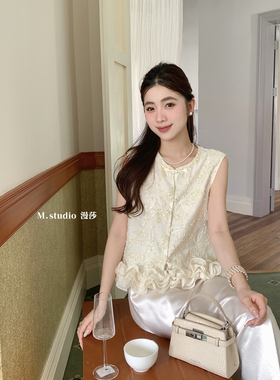 新中式超美花嫁下摆花边重工亮片刺绣提花气质高级马甲8227