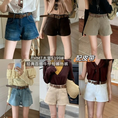 弹力短裤简约设计牛仔热裤牛仔短裤(配腰带)539