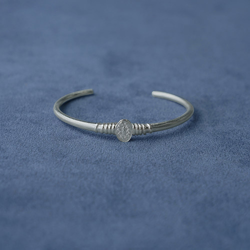 SALE E PEPE胡椒盐·纯银丰收图章手镯 镀金